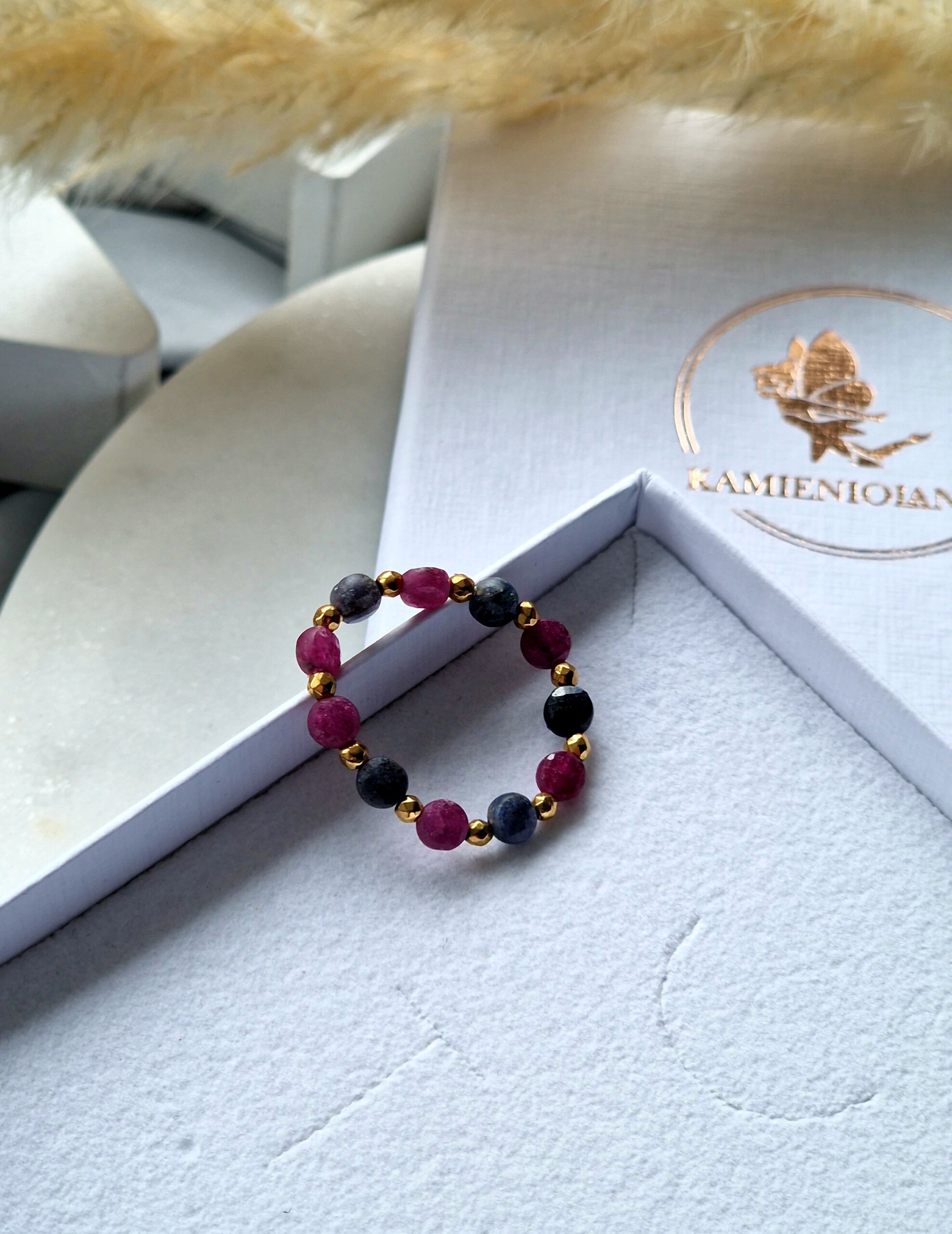 Pierścionek Szafir, Rubin, Hematyt - obrazek 2