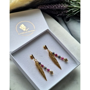 Kolczyki na sztyfcie Szafir, Rubin, Hematyt