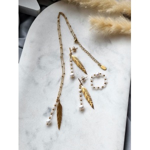 Zestaw Kamień księżycowy, Perła naturalna, Hematyt