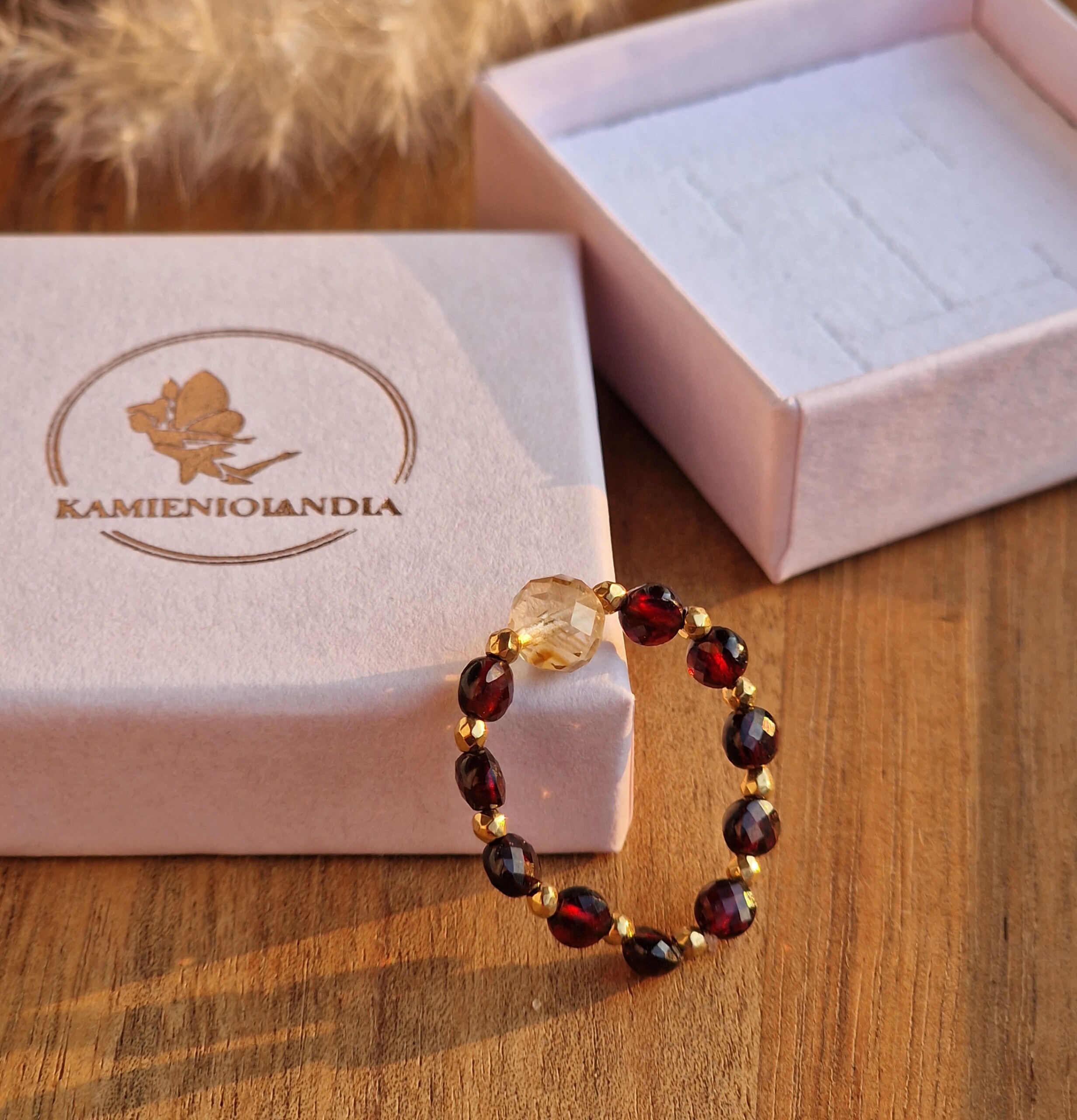 Pierścionek Granat, Cytryn, Hematyt - obrazek 3