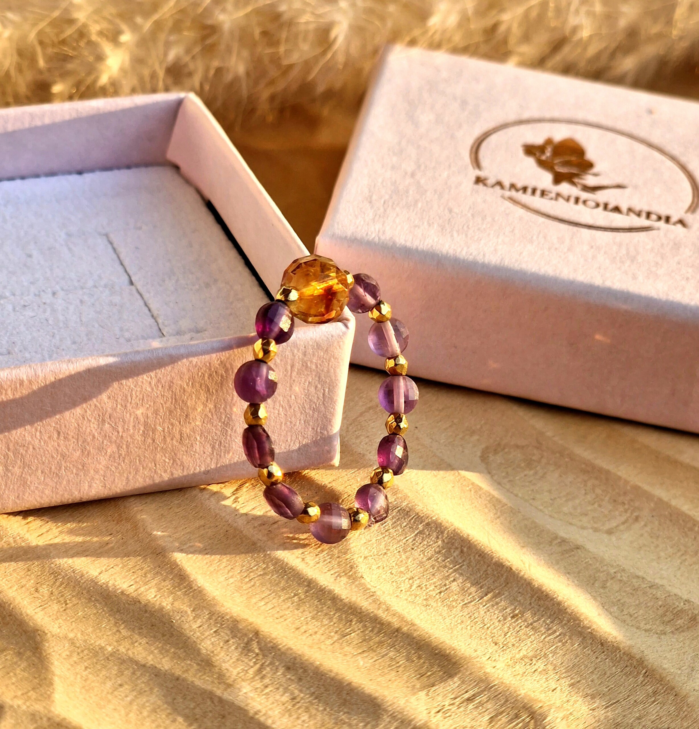 Pierścionek Ametyst, Cytryn, Hematyt - obrazek 2