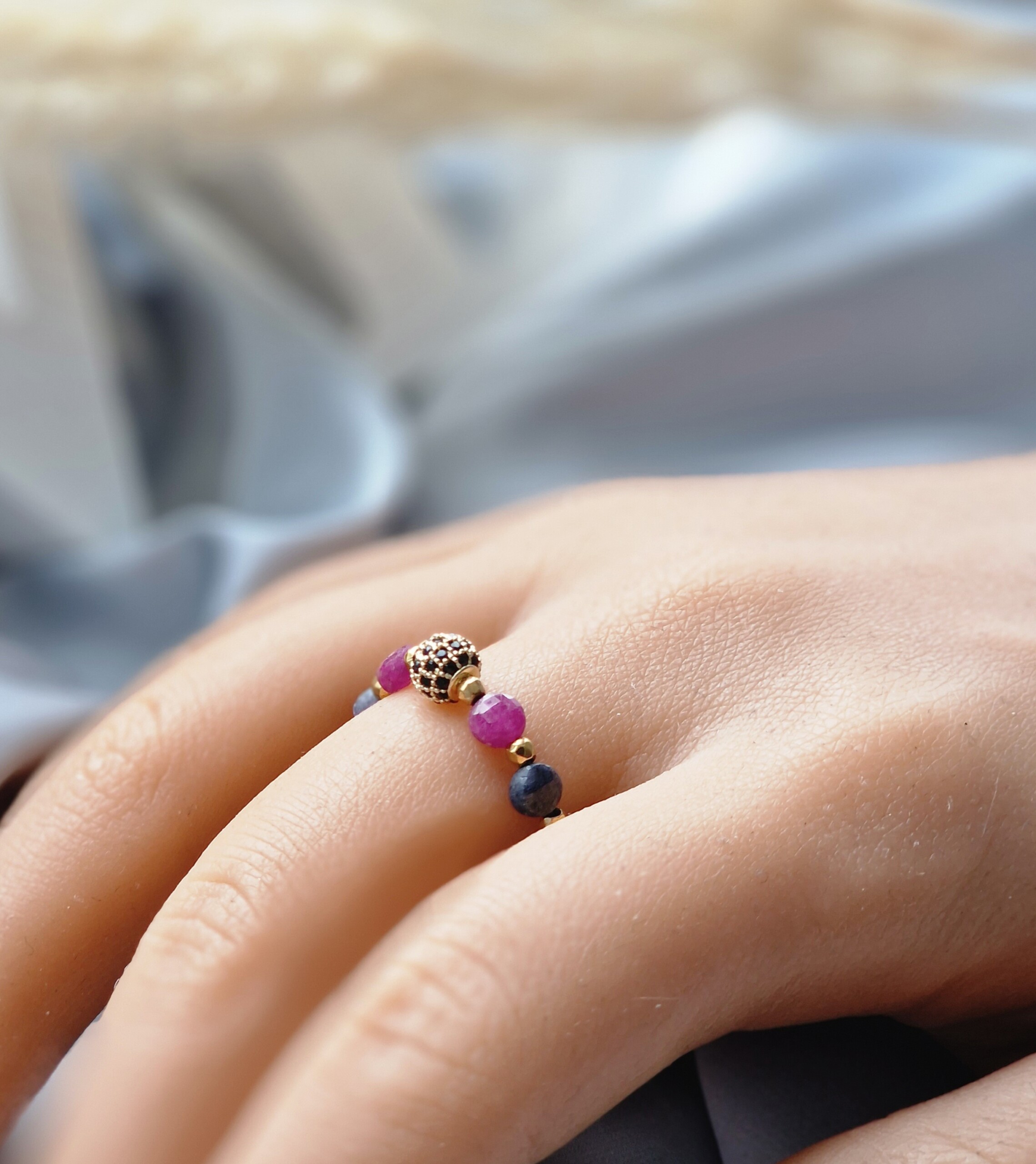 Pierścionek Szafir, Rubin, Hematyt - obrazek 4