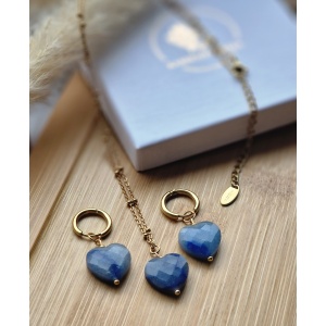 Zestaw naszyjnik, kolczyki, Kyanit, Hematyt