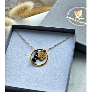 Naszyjnik Turmalin Hematyt koniczynka