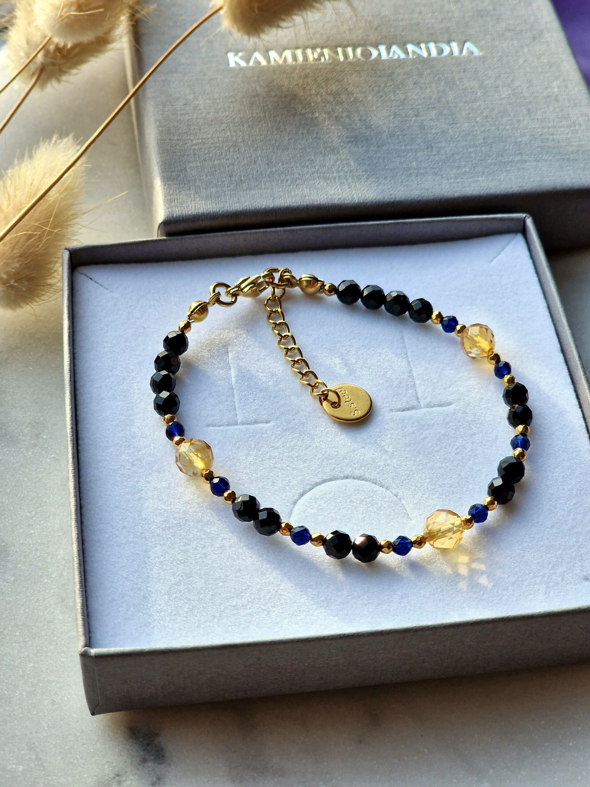 Bransoletka Turmalin, Szafir, Cytryn, Hematyt - obrazek 2