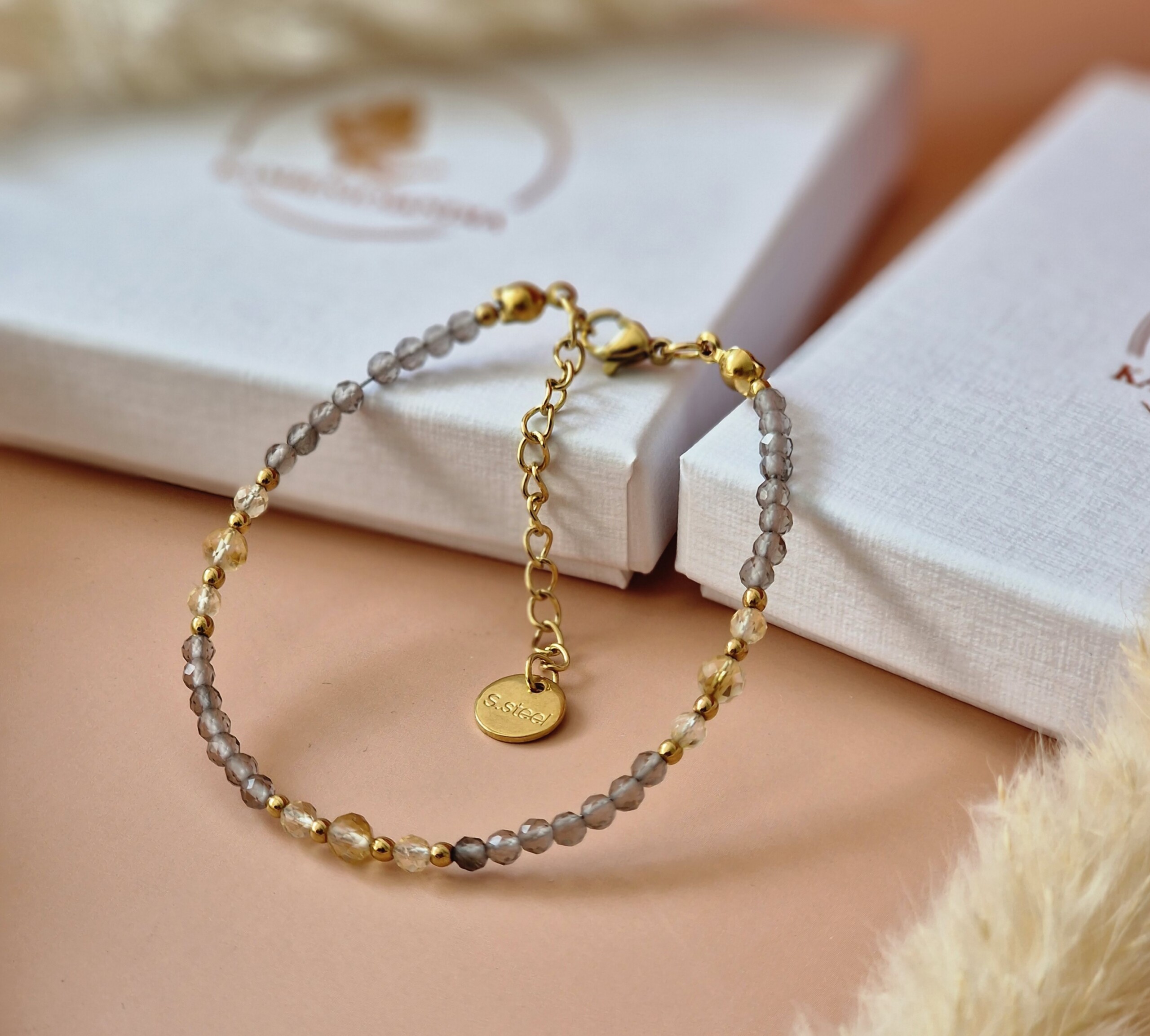 Bransoletka Kwarc dymny, Cytryn, Hematyt