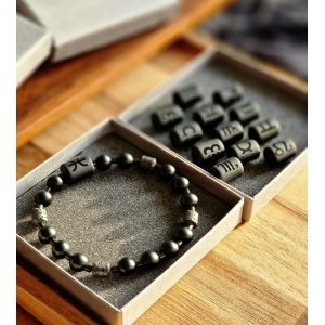 Bransoletka męska Onyks, Lawa wulkaniczna, Hematyt