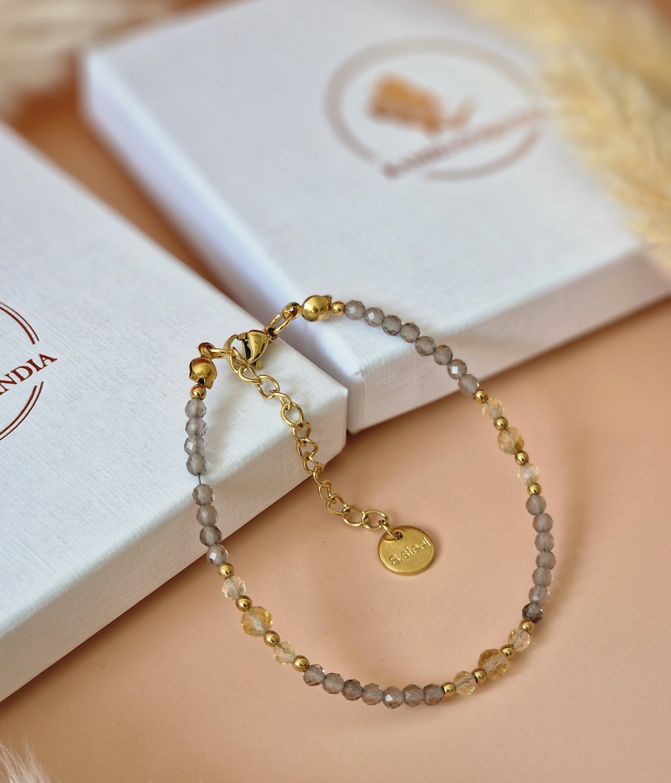 Bransoletka Kwarc dymny, Cytryn, Hematyt