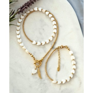 Zestaw naszyjnik + bransoletka Masa perłowa, Hematyt #2