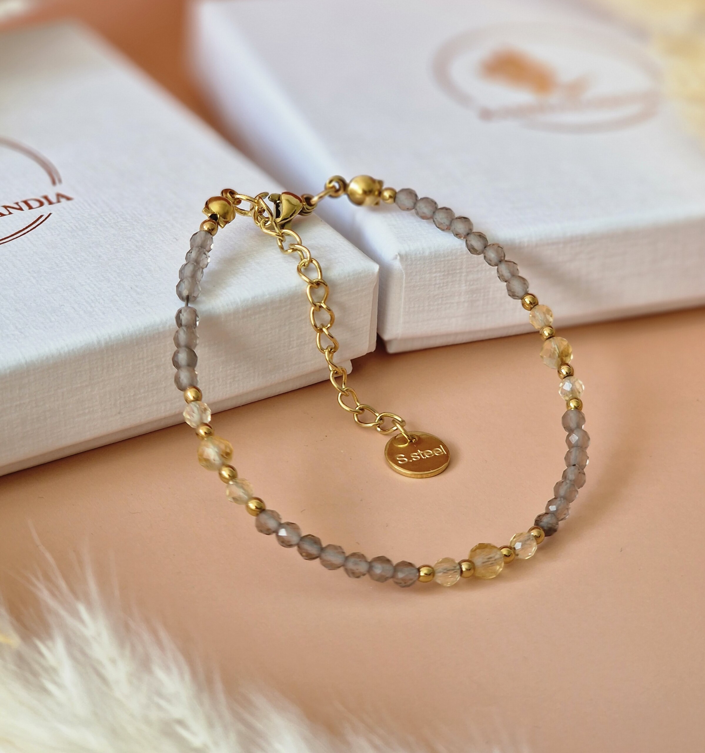 Bransoletka Kwarc dymny, Cytryn, Hematyt