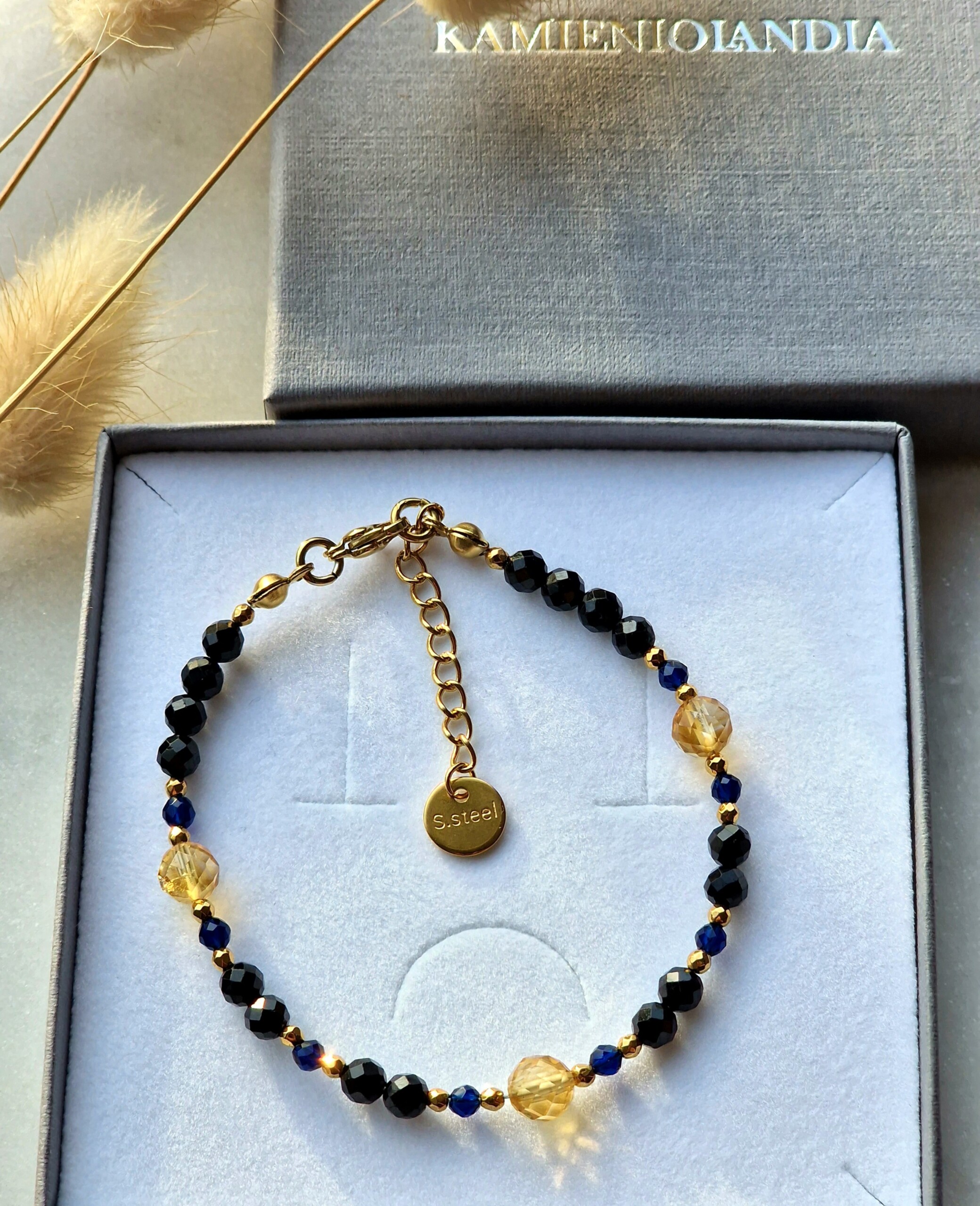 Bransoletka Turmalin, Szafir, Cytryn, Hematyt - obrazek 3