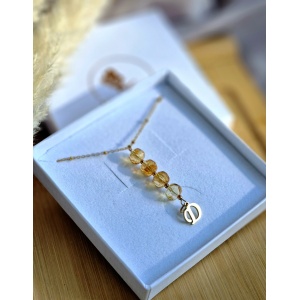 Naszyjnik Cytryn z literką