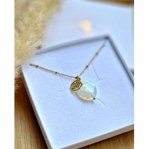 Naszyjnik Opal serce ze znakiem zodiaku