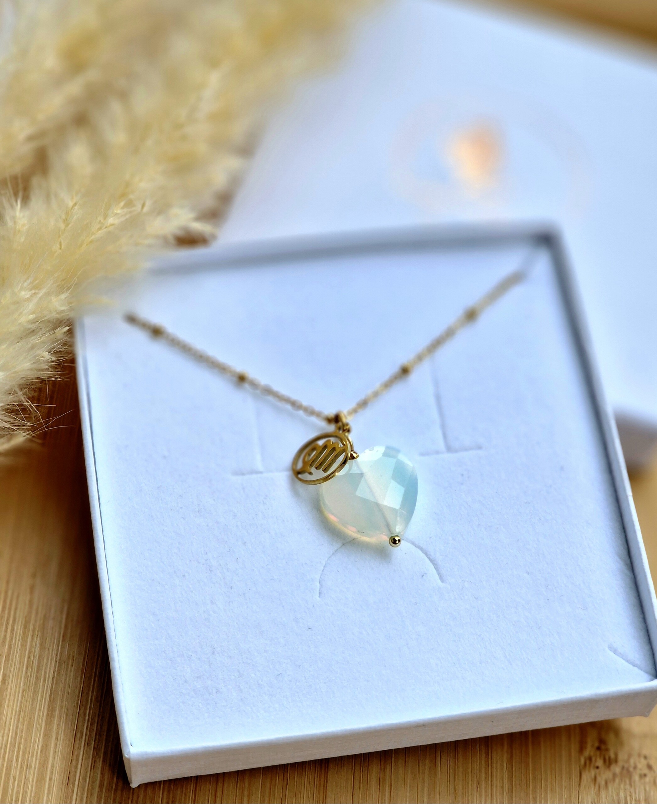 Naszyjnik Opal serce ze znakiem zodiaku - obrazek 2