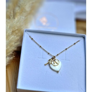 Naszyjnik Masa perłowa serce ze znakiem zodiaku i literką Strefa okazji