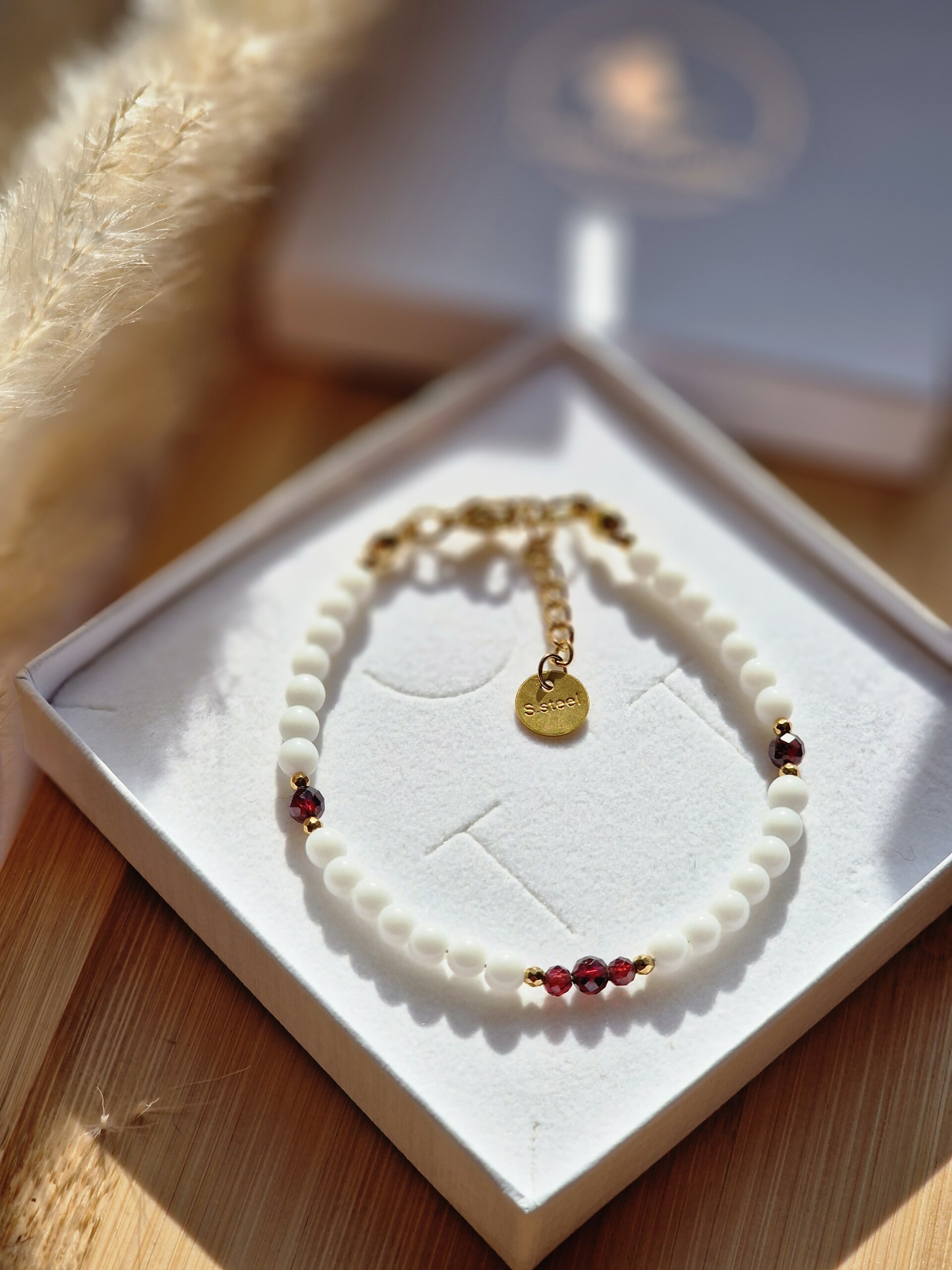 Bransoletka Tridacna, Granat, Hematyt - obrazek 3