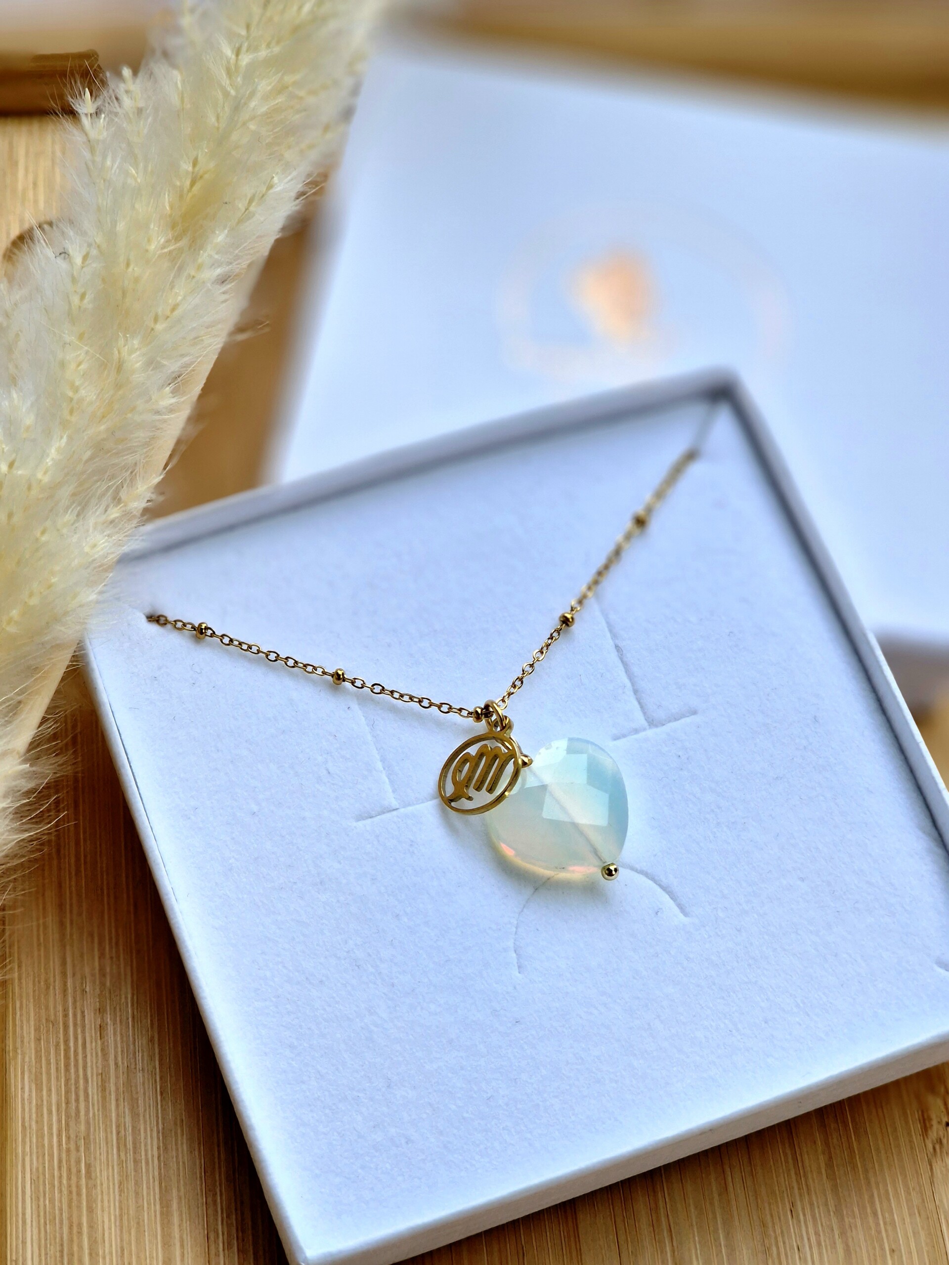 Naszyjnik Opal serce ze znakiem zodiaku - obrazek 3