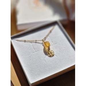 Naszyjnik Cytryn serce ze znakiem zodiaku kostka Strefa okazji