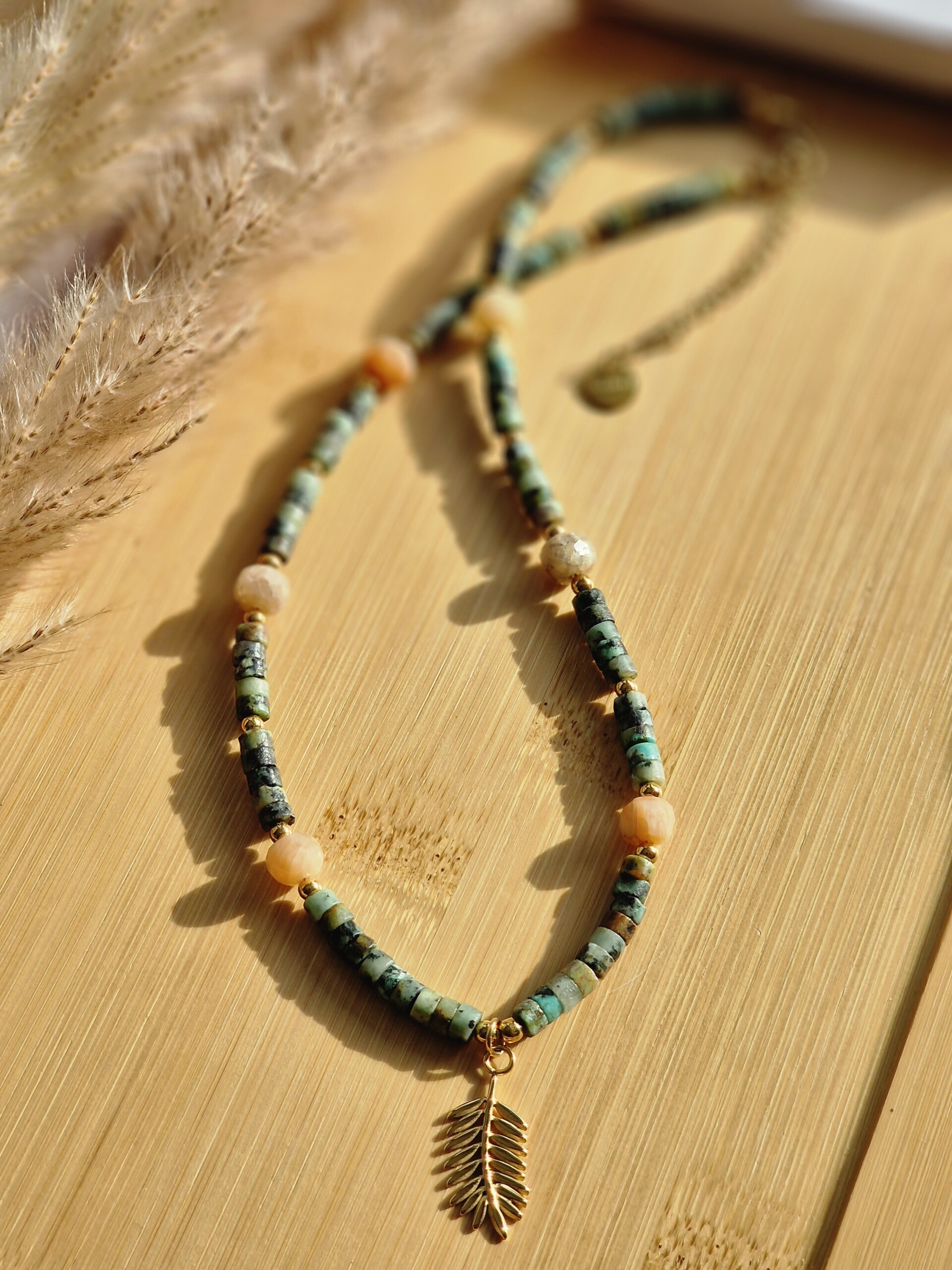 Naszyjnik Turkus Afrykański, Kamień słoneczny, Hematyt