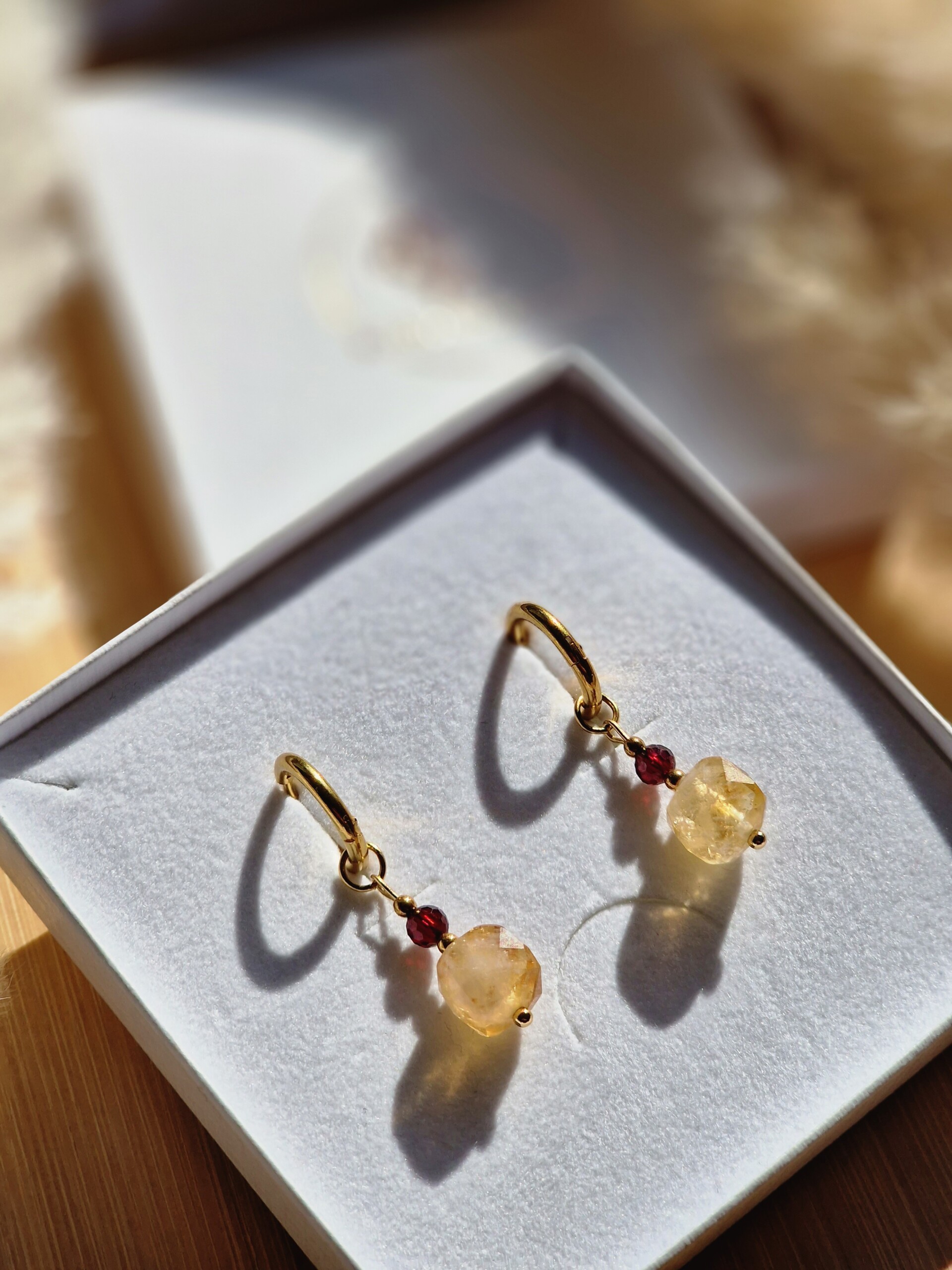 Kolczyki Cytryn Granat Hematyt - obrazek 2