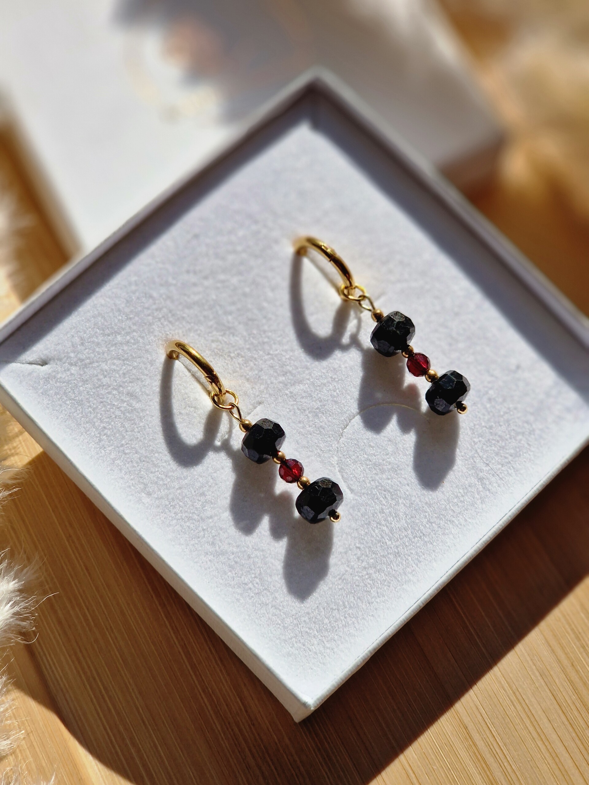 Kolczyki Turmalin Granat Hematyt - obrazek 2