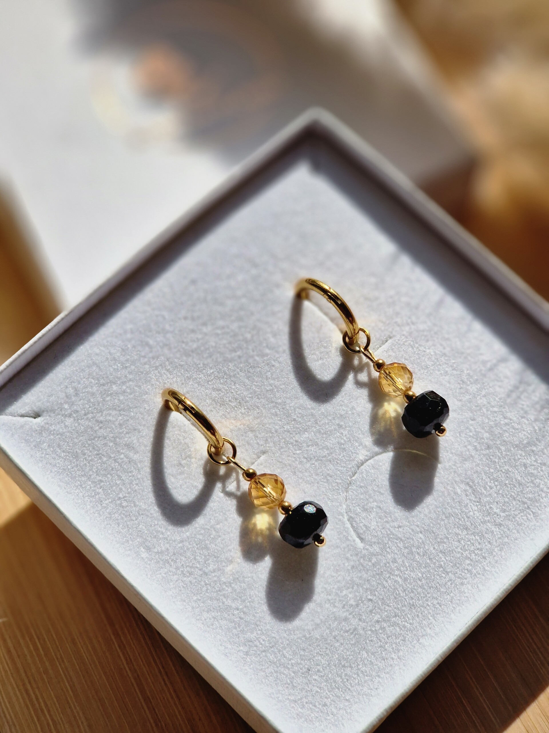 Kolczyki Cytryn Turmalin Hematyt