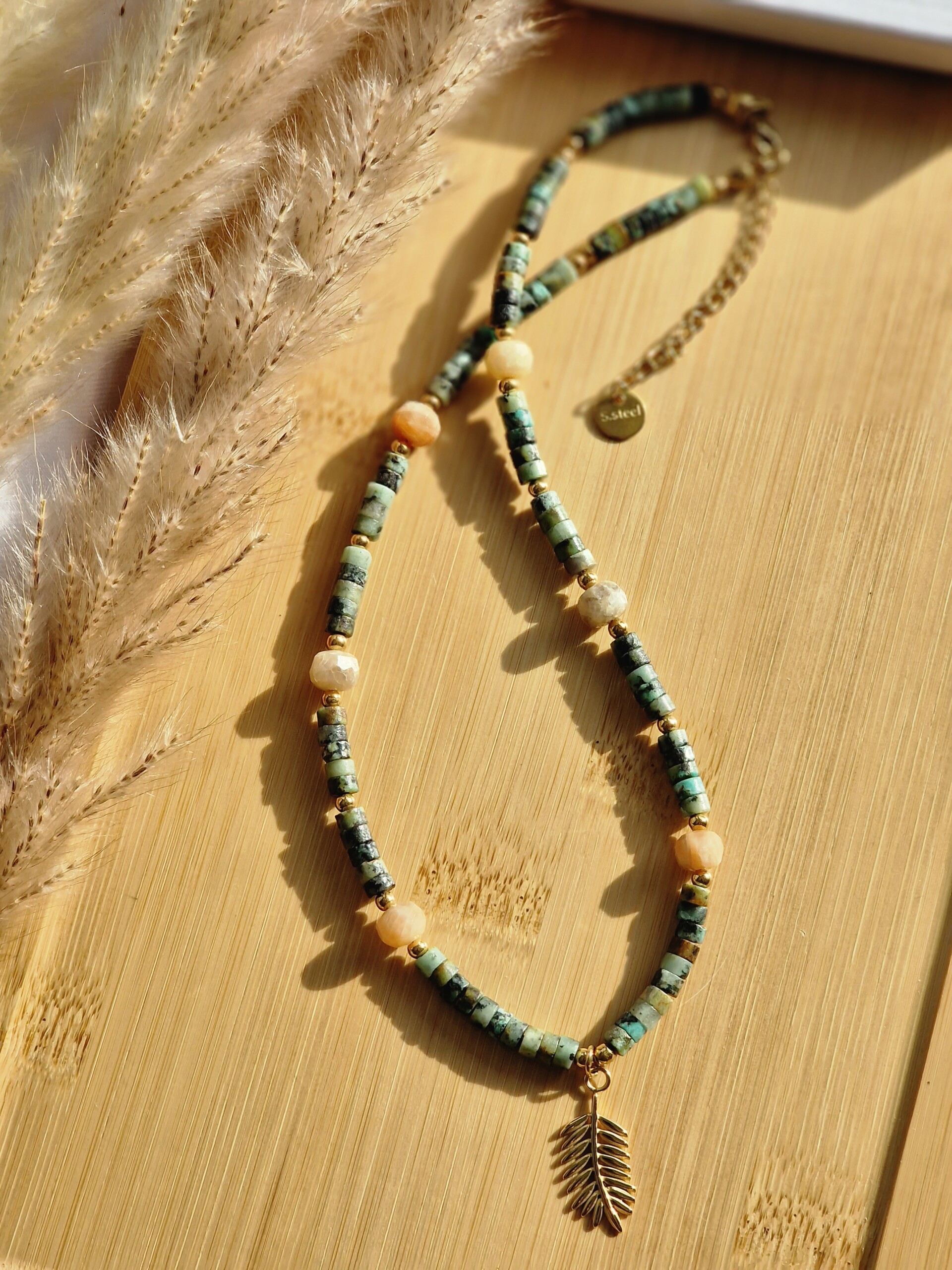 Naszyjnik Turkus Afrykański, Kamień słoneczny, Hematyt - obrazek 3