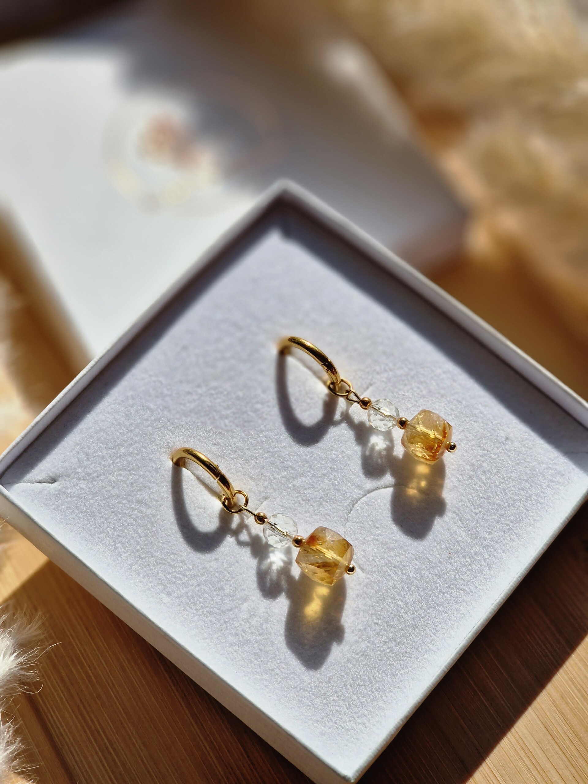 Kolczyki Cytryn Kryształ górski Hematyt - obrazek 3