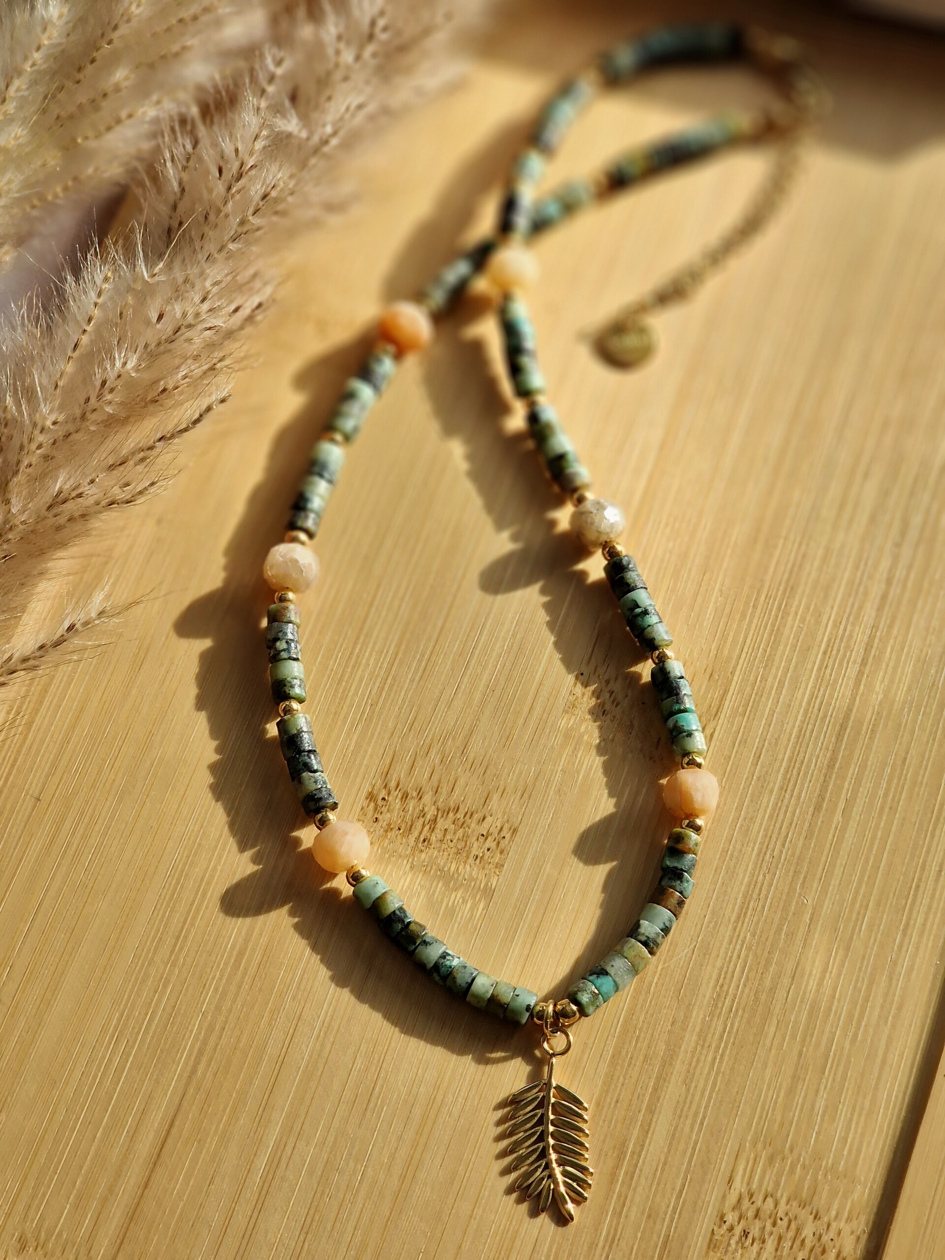 Naszyjnik Turkus Afrykański, Kamień słoneczny, Hematyt - obrazek 2