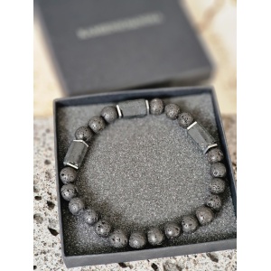 Bransoletka męska Turmalin, Lawa wulkaniczna, Hematyt