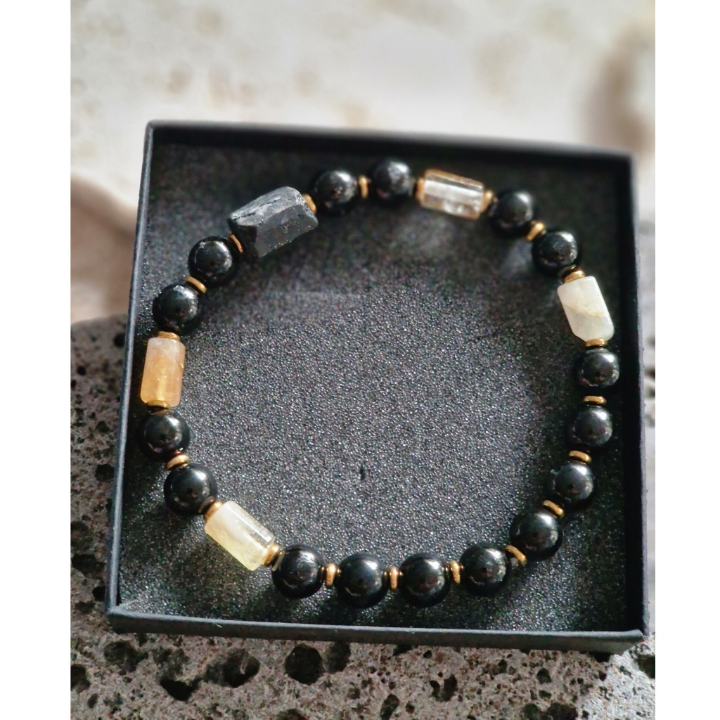 Bransoletka męska Turmalin, Cytryn, Hematyt