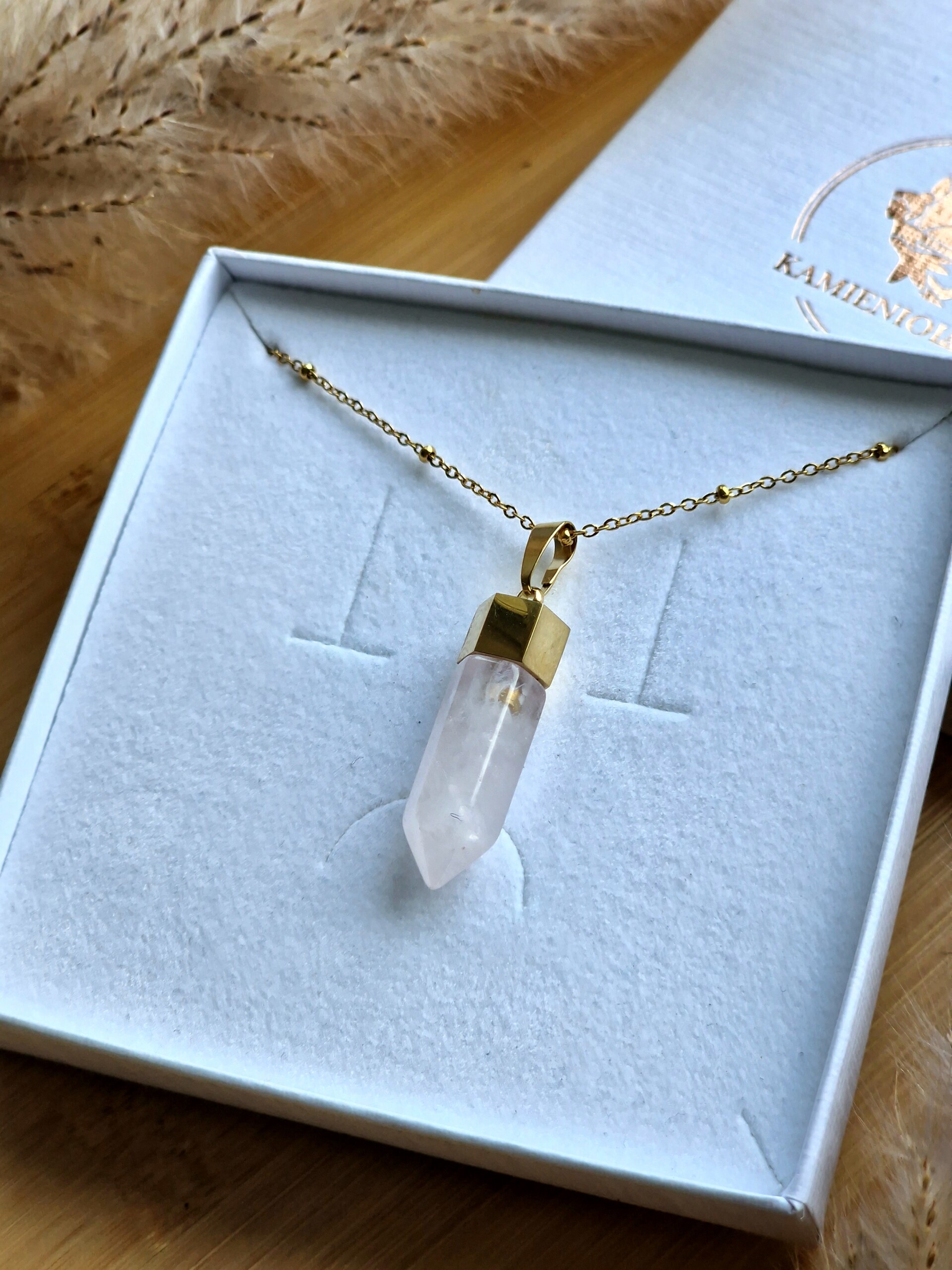 Naszyjnik Kwarc różowy grot