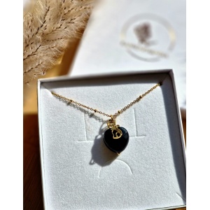 Naszyjnik Onyks serce z kotem