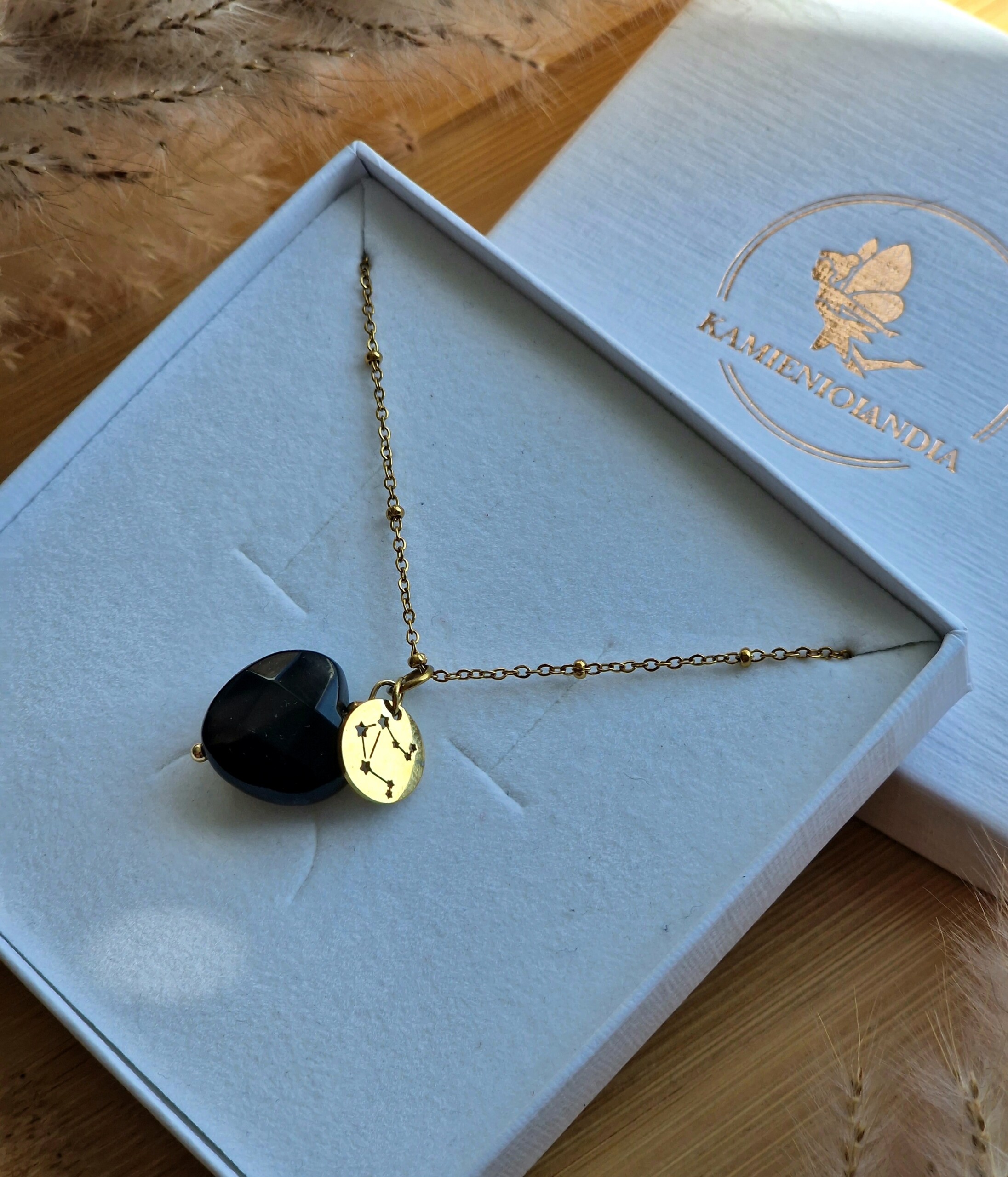 Naszyjnik Onyks serce ze znakiem zodiaku konstelacja - obrazek 3