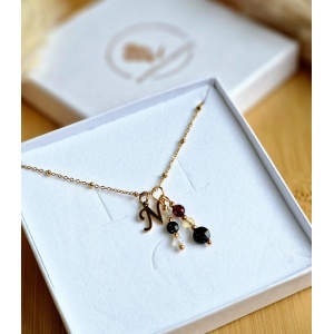 Naszyjnik Cytryn, Kryształ górski, Granat, Noc Kairu, Hematyt