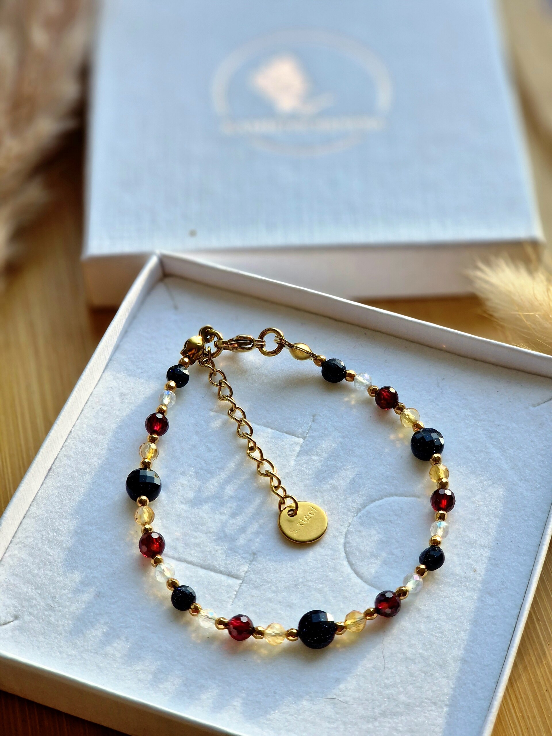 Bransoletka Cytryn, Kryształ górski, Granat, Noc Kairu, Hematyt