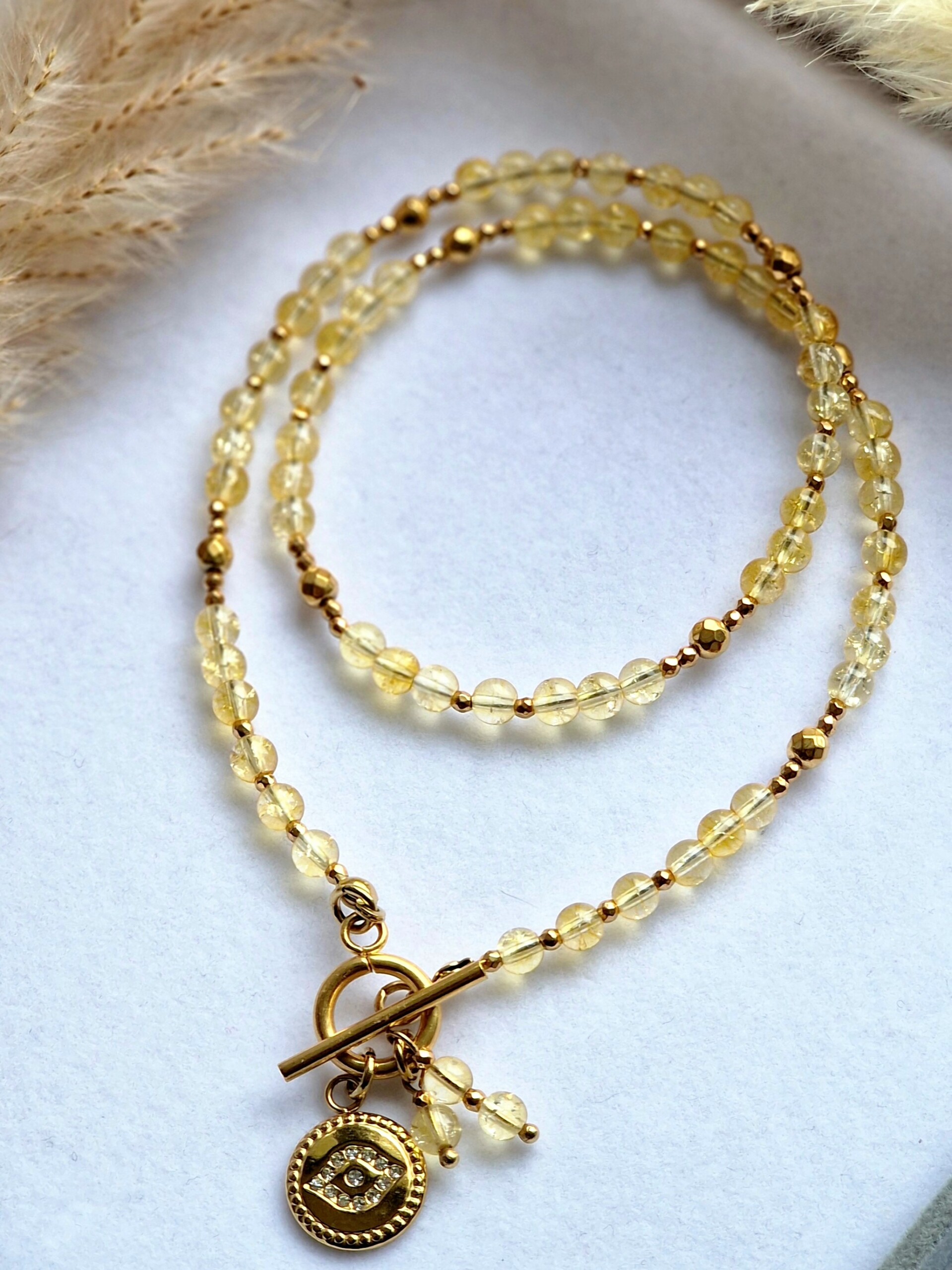 Naszyjnik Cytryn Hematyt