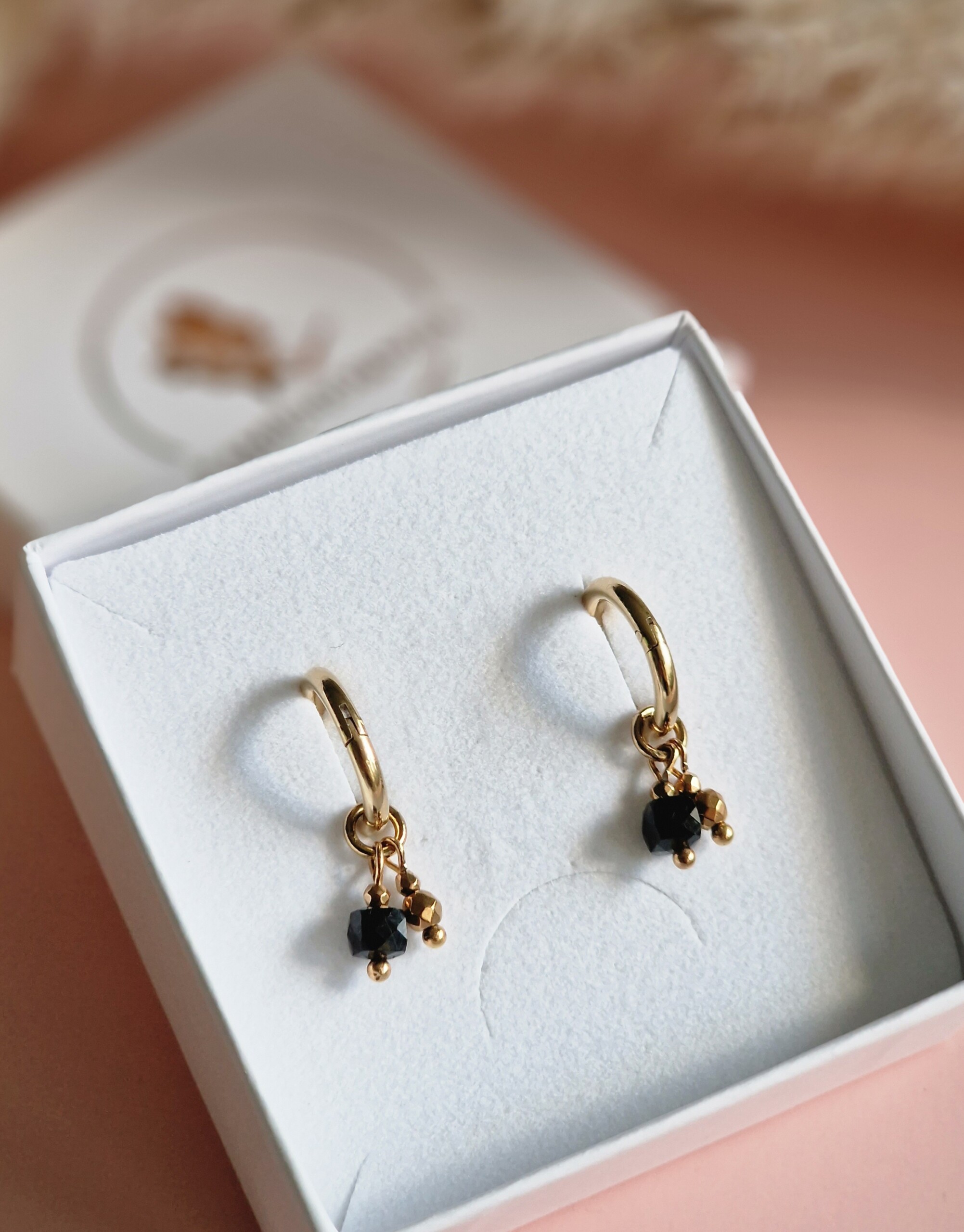 Kolczyki Turmalin kostka Hematyt