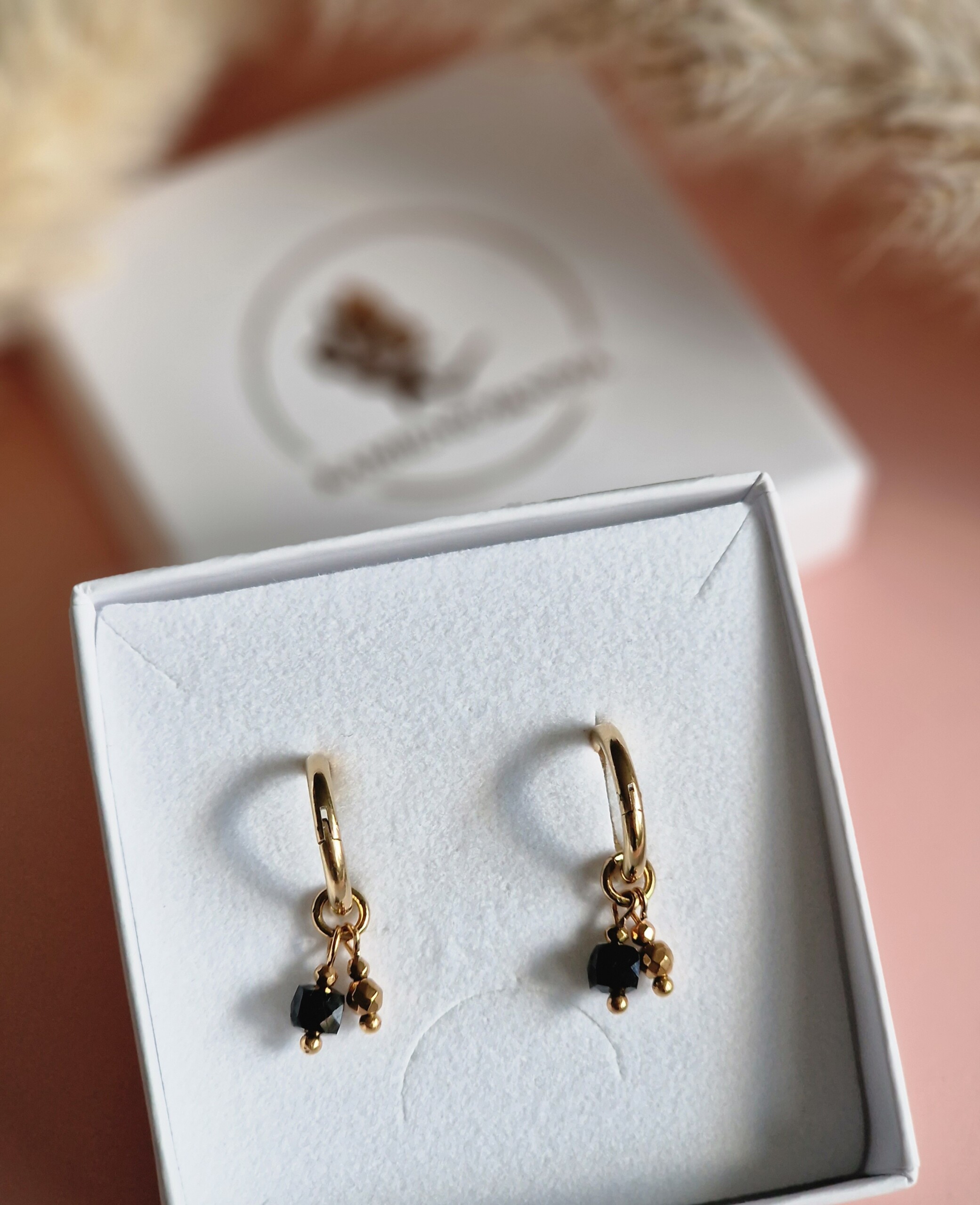 Kolczyki Turmalin kostka Hematyt