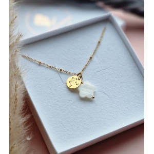 Naszyjnik Masa perłowa koniczynka ze znakiem zodiaku konstelacja