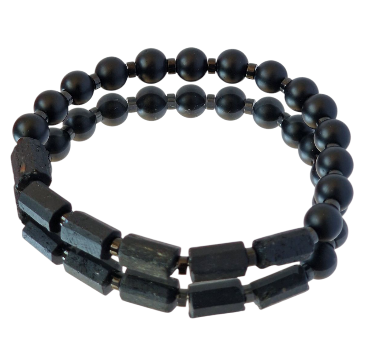 Bransoletka męska Turmalin, Lawa wulkaniczna, Hematyt