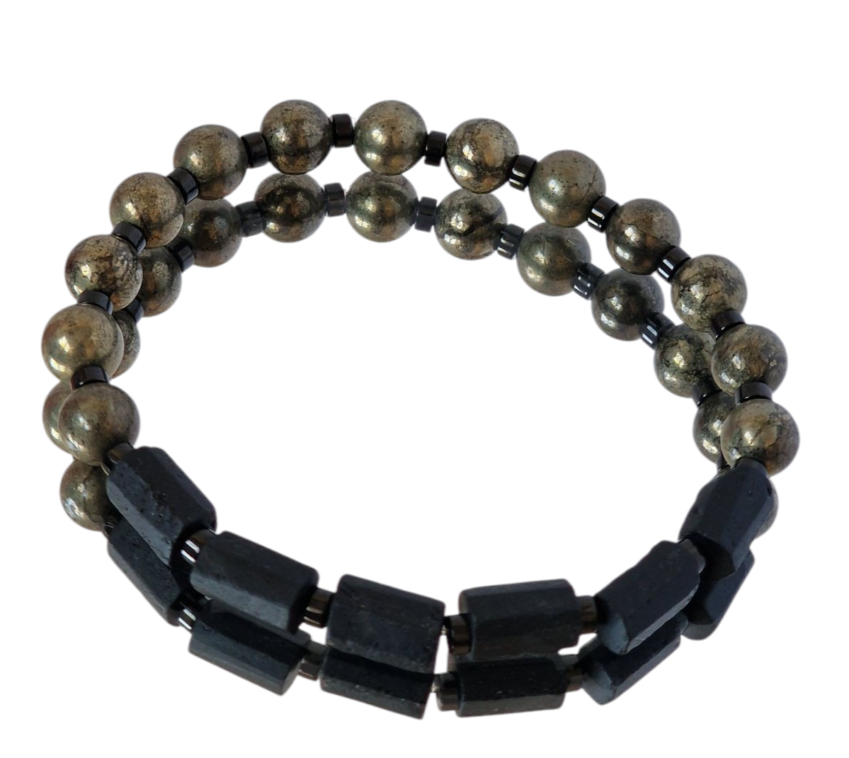 Bransoletka męska Turmalin, Piryt, Hematyt