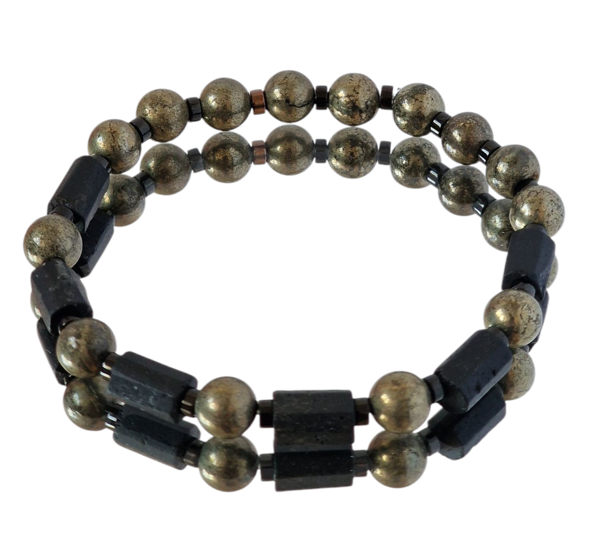 Bransoletka męska Turmalin, Piryt, Hematyt