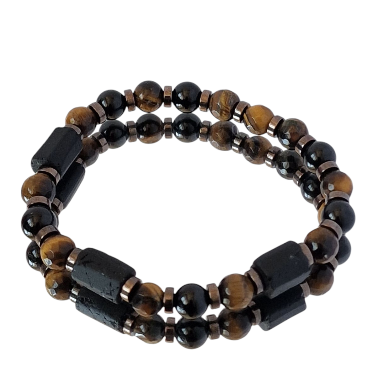 Bransoletka męska Turmalin, Tygrysie oko, Hematyt